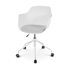 Nolon Nout bureaustoel wit met armleuningen en grijs zitkussen - wit onderstel