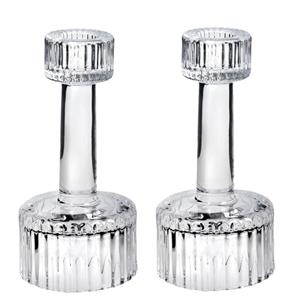 Concorde Set van 2x stuks kaarsen kandelaar van decoratief luxe glas 7 x 15 cm - Houder geschikt voor dinerkaarsen