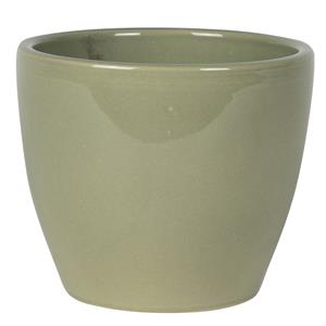 Steege Plantenpot/bloempot in een strakke Scandinavische look mosgroen Dia 13 cm en Hoogte 11 cm glanzend