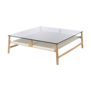 Gazzda Fawn coffee table houten salontafel whitewash - met glazen tafelblad grey - 120 x 60 cm