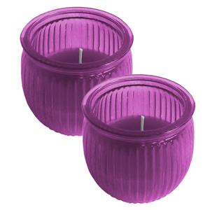 2x Stuks Citronella Kaars 7,5 Cm Paars - Geurkaarsen