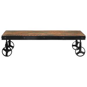 VidaXL Salontafel met wielen 100x60x26 cm massief gerecycled hout
