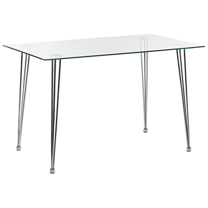 BELIANI Eettafel met glazen blad 120 x 70 cm zilver WINSTON