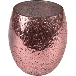 Clayre & Eef Theelichthouder Ø 8*9 cm Roze Glas Waxinelichthouder Windlichthouder