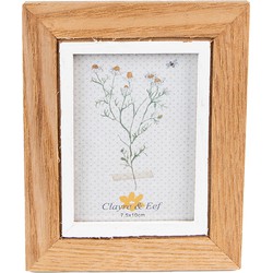 Clayre & Eef Fotolijst 7*10 cm Bruin Wit MDF Fotokader Wissellijst Foto Frame