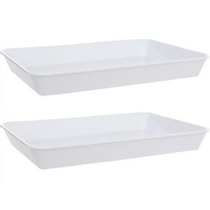 Set van 3x stuks diepe dienbladen wit kunststof 35 x 24 cm -