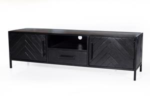 LivingFurn TV-meubel York Mangohout en staal, 150cm - Zwart