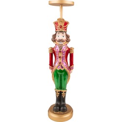 Clayre & Eef Kandelaar Notenkraker 11*10*42 cm Groen Rood Kunststof Kaarsenstandaard Kaarsenhouder