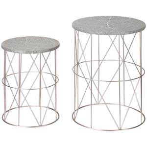 Outsunny set van 2 tuintafels salontafels bijzettafels retro metalen mand draadmand tuin nesttafel tuinmeubelen buiten balkon metaal rose + goud +