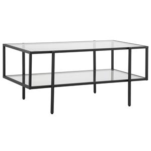 HOMCOM Beistelltisch mit Glasplatte Couchtisch mit 3 Regalen mit Stahlrahmen Glas Schwarz 100 x 55 x 45,5 cm