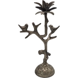 Deco4yourhome Kandelaar - Bird - Vogel - Palmboom - Grijs - Silver Antique
