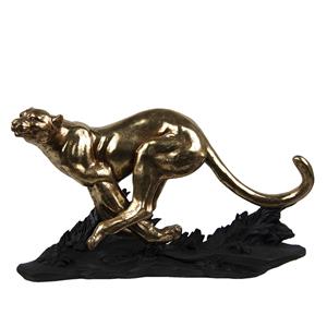 Clayre & Eef Decoratie Beeld Luipaard 39*13*24 Cm Goudkleurig Kunststof Decoratief Figuur Decoratieve Accessoires