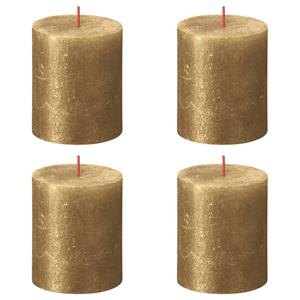 Bolsius Stompkaarsen Shimmer 4 St Rustiek 80x68 Mm Goudkleurig