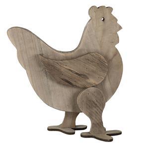 Clayre & Eef Decoratie Beeld Kip 31*16*35 Cm Bruin Hout Decoratief Figuur Decoratieve Accessoires Woonaccessoires Bruin