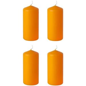 4x Stuks Oranje Stompkaarsen 15 Cm 45 Branduren tompkaarsen