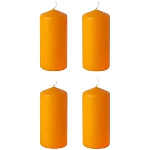 4x Stuks Oranje Stompkaarsen 15 Cm 45 Branduren tompkaarsen