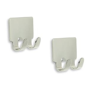 2x Vierkante Handdoekhaakjes / Handdoekhaken Voor Theedoeken/handdoeken Chroom 4,2 X 7,2 Cm - Handdoekhaakjes