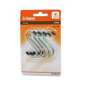 5x Stuks S-haken Met Zwarte Beschermlaag 7,5 Cm - Handdoekhaakjes