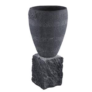 Ptmd Collection Mailey Bloempot  38 x 38 x 77 cm  Cement  Zwart