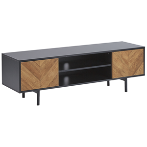BELIANI TV meubel zwart/licht houtkleur SALINA