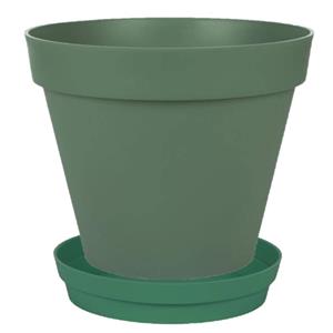 Eda Bloempot Toscane Kunststof Donkergroen D20 X H17 Cm Inclusief Onderschaal D15 Cm - Plantenpotten