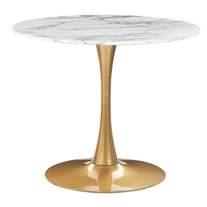 BELIANI Eettafel wit/goud marmer look ⌀ 90 cm BOCA