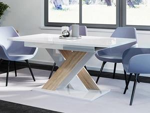 Mobistoxx Verlengbare eettafel BRONNIE 140>180 cm hoogglans wit/sonoma eik