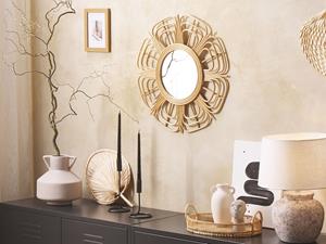 BELIANI Rotan Zonnestraal Wandspiegel ⌀ 60 cm Beige PASAKU