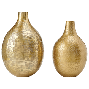 BELIANI Bloemenvazen ​​set van 2 aluminium goud MOHENJO