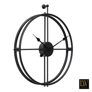 Lw Collection Wandklok Alberto zwart 62cm - Wandklok modern - Stil uurwerk - Industriële wandklok