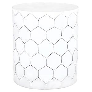 Womo-design Bijzettafel Turku rond Ø38x45 cm Wit metaal, zeshoekige vormen/honingraatpatroon, Modern, Salontafel Salontafel Opbergtafel Salontafel Salontafel Metalen tafel