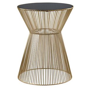 Womo-design Bijzettafel Ø 46x60 cm goud/zwart metaal en glas 