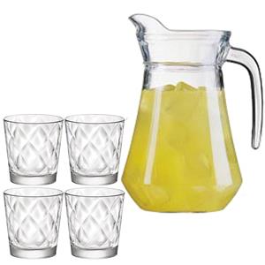 Luminarc Schenkkan/waterkan Van Glas 1.6 Liter Met 6x Waterglazen Van 240 Ml chenkkannen