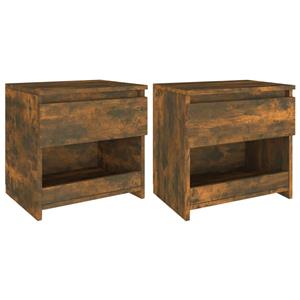 VidaXL Nachtkastjes 2 St 40x30x39 Cm Bewerkt Hout Gerookt Eikenkleurig