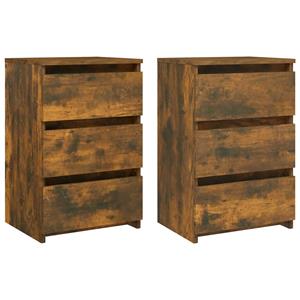 VidaXL Nachtkastjes 2 St 40x35x62,5 Cm Bewerkt Hout Gerookt Eikenkleur