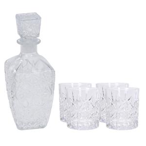 ℃Excellent houseware Glazen Whisky/water Karaf 750 Ml Met 4x Whiskyglazen 230 Ml - Whiskeykaraffen