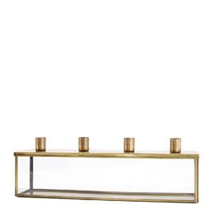 Dijk Natural Collections Metalen Dinerkaarshouder Met Glas-goud-36x9x11.5cm