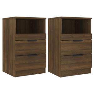VidaXL Nachtkastjes 2 St Bewerkt Hout Bruineikenkleurig