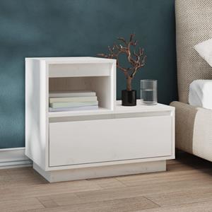 VidaXL Nachtkastje 60x34x51 Cm Massief Grenenhout Wit