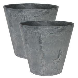 Steege 3x stuks plantenpot/bloempot tijdloze natuursteen look Dia 17 cm en Hoogte 15 cm in het Artstone grijs voor binnen/buiten