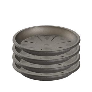 Forte Plastics Set van 4x stuks water opvangschaal bakje Planten/bloempot antraciet grijs rond 24 cm - Kunststof - Pot van 30/35 cm diameter