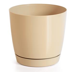 Prosperplast Plantenpot/bloempot kunststof rond glanzend mat goud dia 13.5 x hoogte 12.5 cm voor binnen/buiten