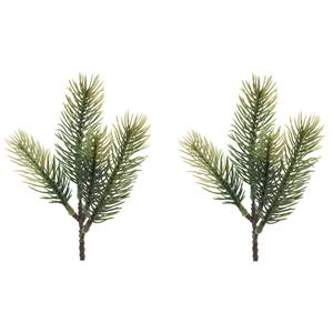 Bellatio 2x Groene kersttakken / dennentakjes 23 cm kerstversiering - Groene kunsttakjes/dennentakken