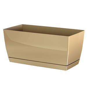 Prosperplast Plantenpot/bloempot kunststof glanzend mat goud 29 x 14 x 13.6 cm voor binnen/buiten