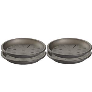 Forte Plastics Set van 6x stuks water opvangschaal bakje Planten/bloempot antraciet grijs rond 24 cm - Kunststof - Pot van 30/35 cm diameter