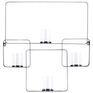 BELIANI Wandkandelaar metaal zwart 4 vlammen geometrisch 65 cm PALAWAN