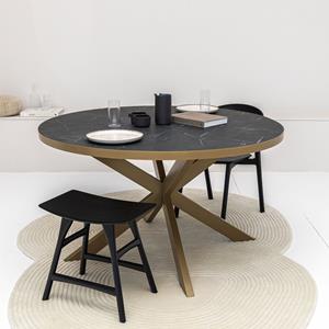 Stalux Ronde Eettafel Daan 120cm - goud / zwart marmer