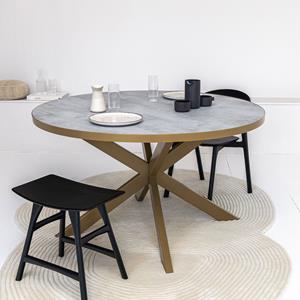 Stalux Ronde Eettafel Daan 120cm - goud / beton