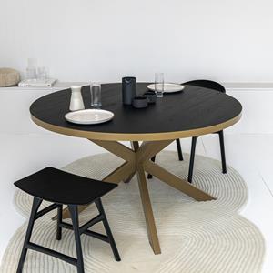 Stalux Ronde Eettafel Daan 120cm - goud / zwart eiken