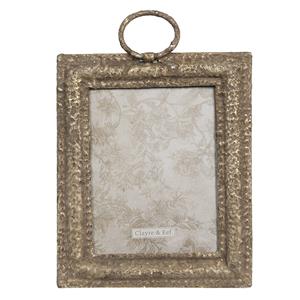 Clayre & Eef Fotolijst 23*5*28 Cm / 20*16 Cm Bruin Ijzer / Glas / Hout